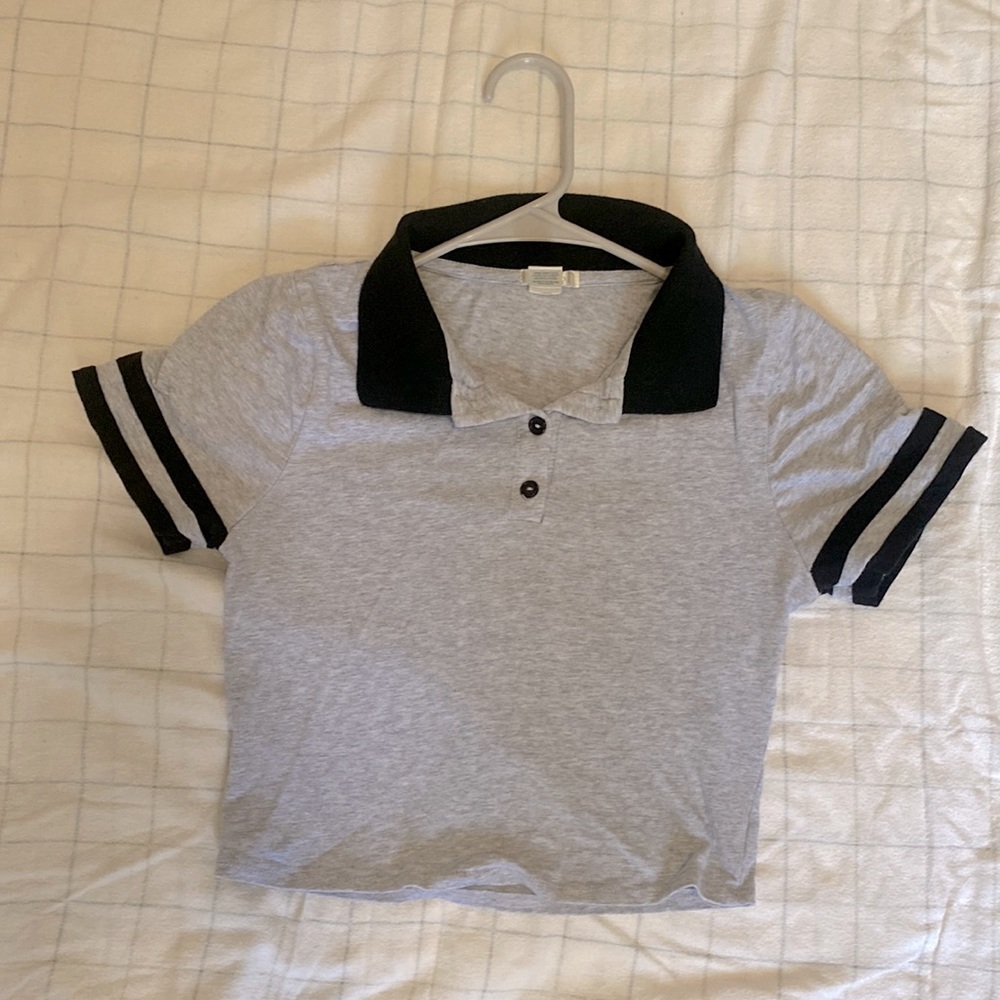 Grey Bonzolo Polo crop top
